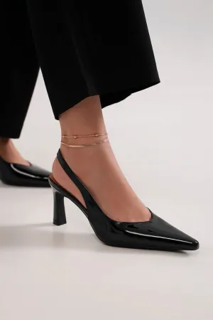 LIZAKOSHT  -  Beast Fashion Faux Leather Point Toe Slingback Pumps