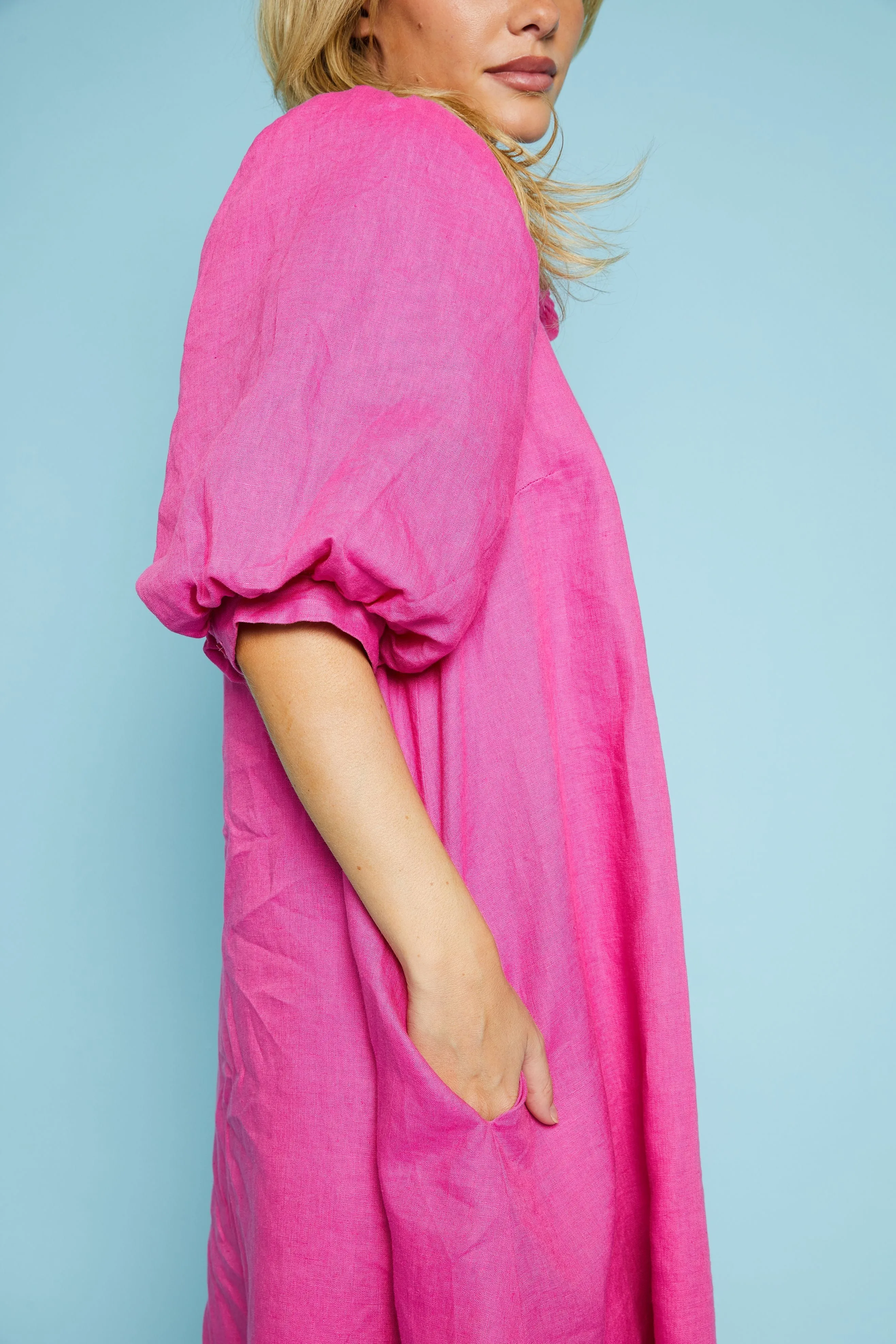 Lovely Linendress - Strong Pink