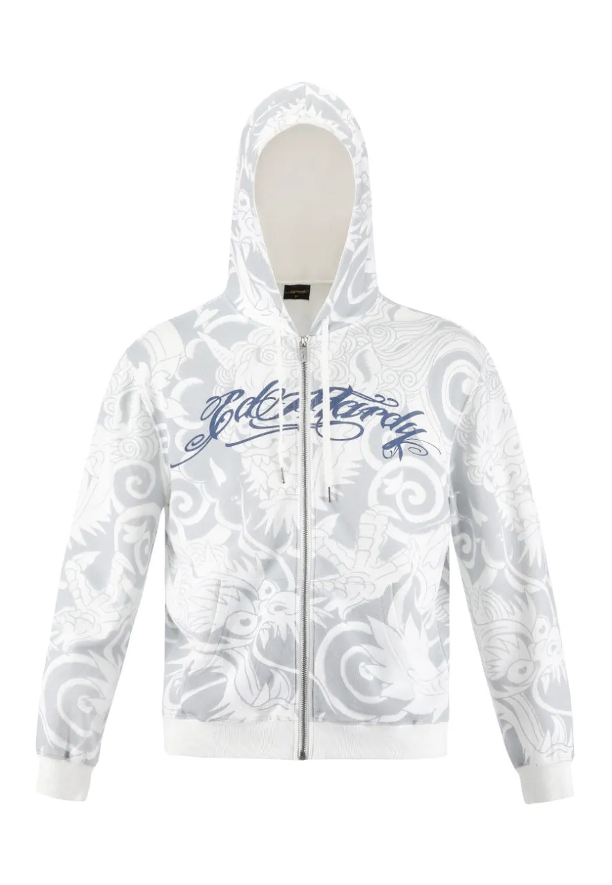 Mens Drag Shadow Zip Thru Hoodie - White