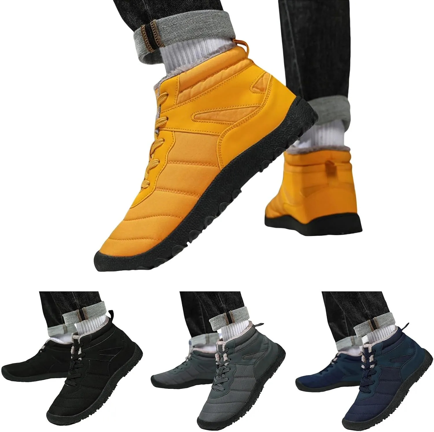 Men's Work Boots Slip On Hiking Sneakers Fur Lined Ankle Boot Women's Workout Shoes Slip Resistant Platform Shoes Composite Toe Botas Hike Grounded Footwear