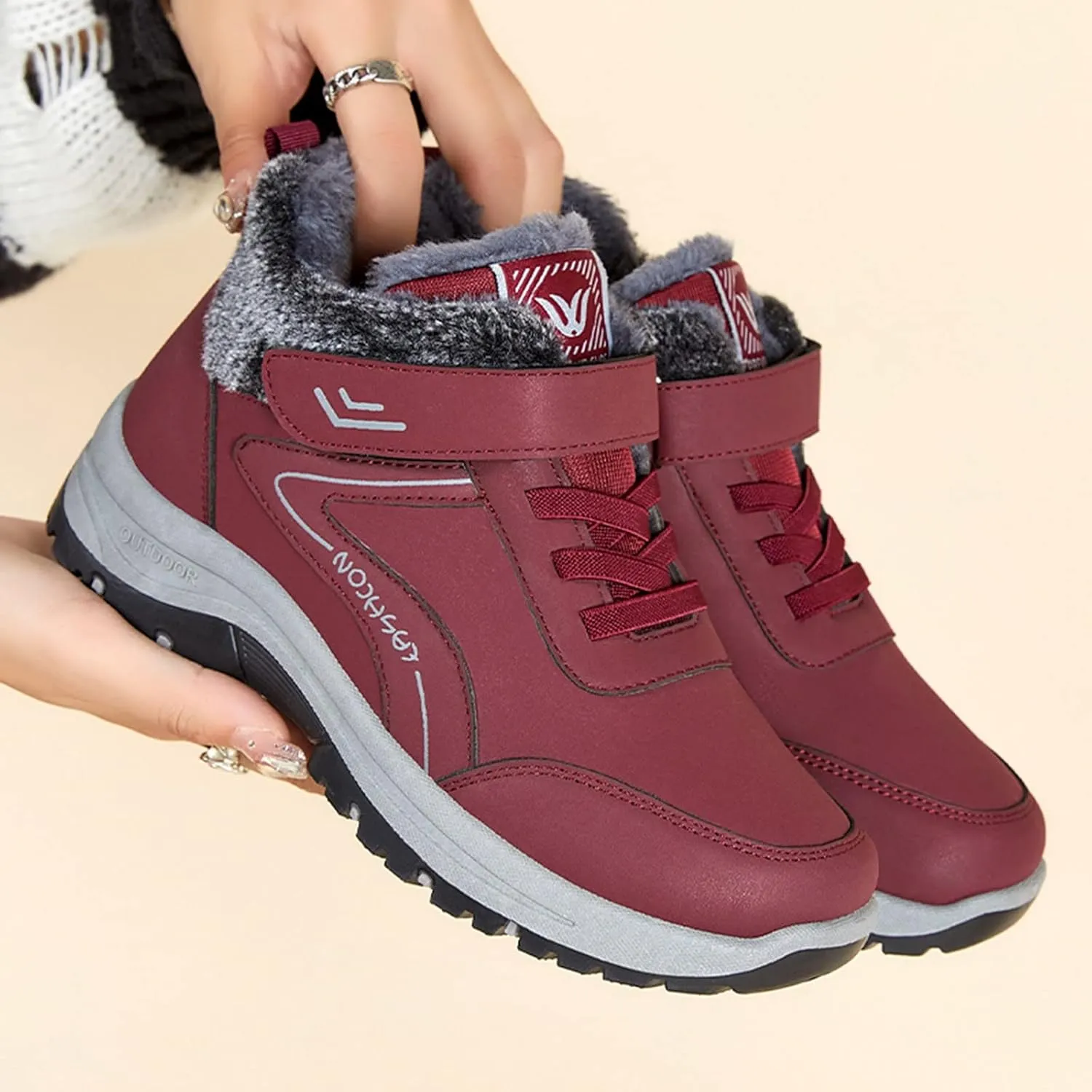 Mens Work Boots Soft Toe Hiking Sneakers Shoes with Fur Lined Women Safety Toe Shoes Insulated Waterproof Outdoor Work Botas Lightweight Hike Grounded Footwear