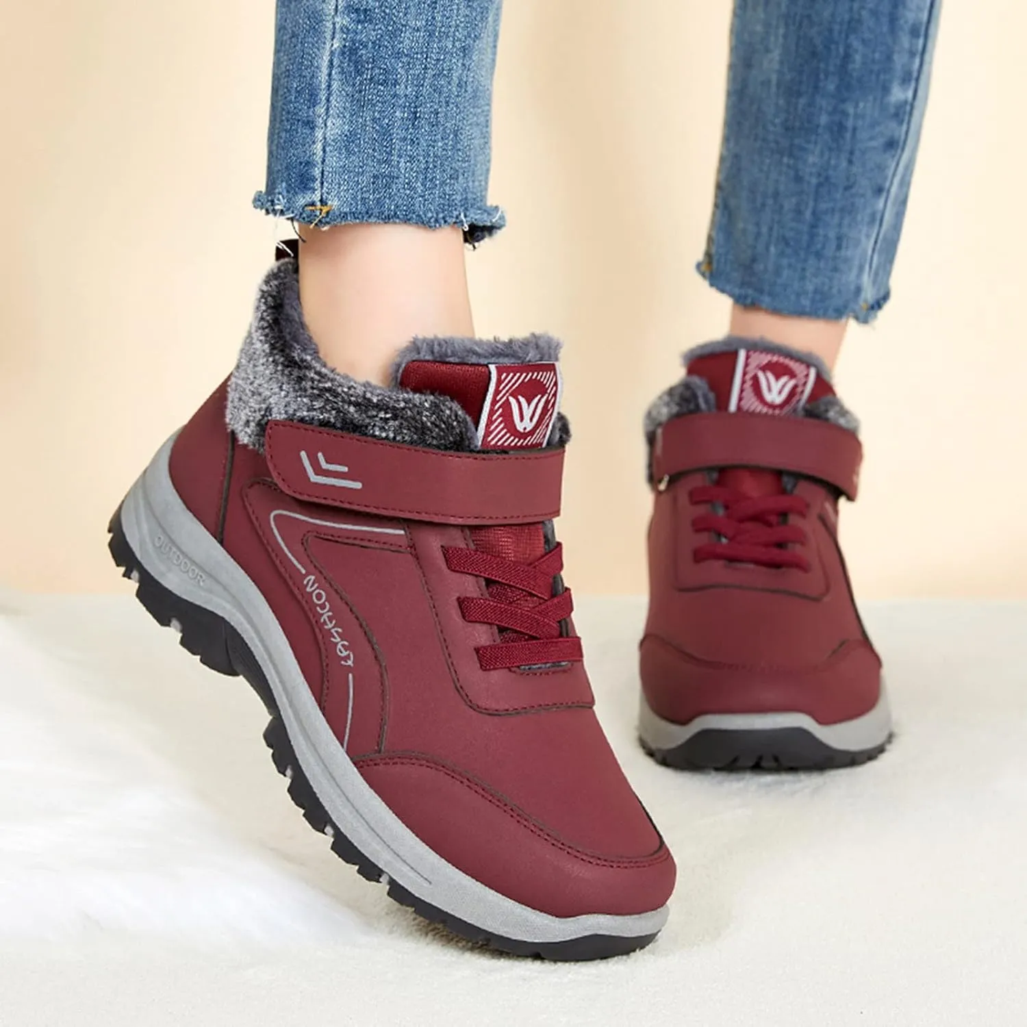 Mens Work Boots Soft Toe Hiking Sneakers Shoes with Fur Lined Women Safety Toe Shoes Insulated Waterproof Outdoor Work Botas Lightweight Hike Grounded Footwear