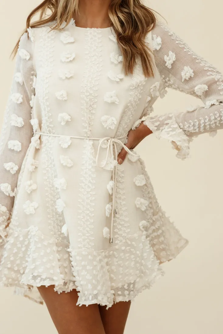 Montville Long Sleeve Embellished Dress Beige