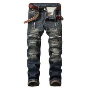 Motorcycle Straight Pants Nostalgic Jeans Mid Waisted Men's Jeans