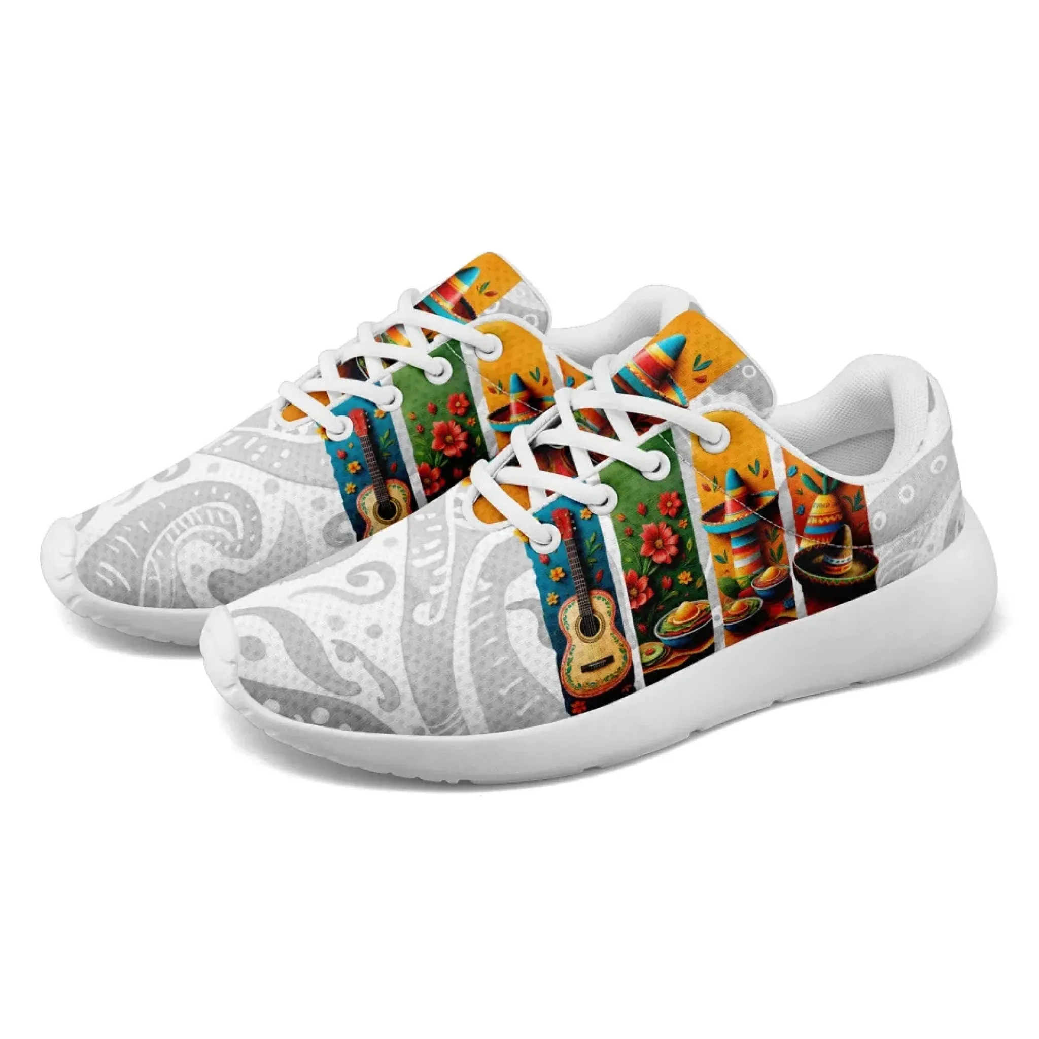 Personalized Mexico Flag Sneakers, Custom Unisex Lightweight Running Shoes