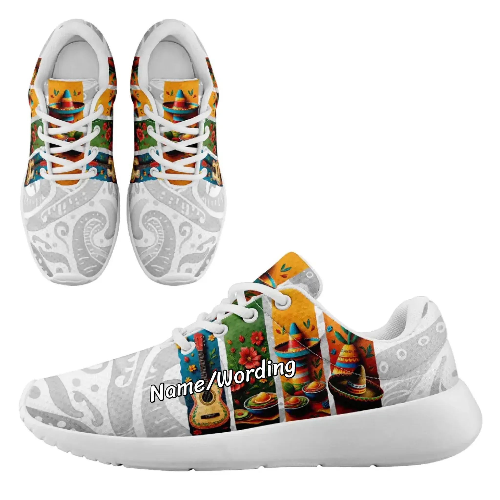 Personalized Mexico Flag Sneakers, Custom Unisex Lightweight Running Shoes