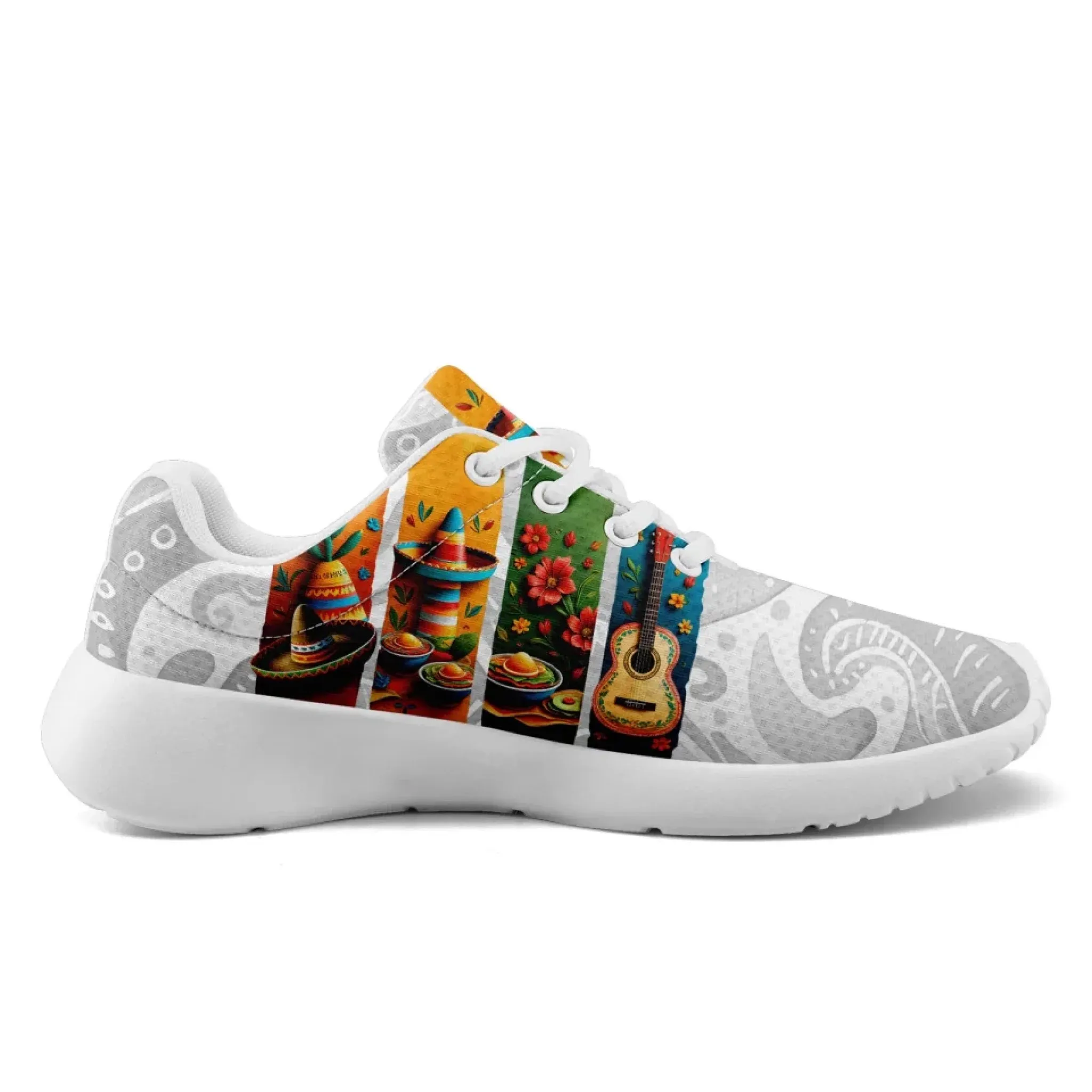 Personalized Mexico Flag Sneakers, Custom Unisex Lightweight Running Shoes
