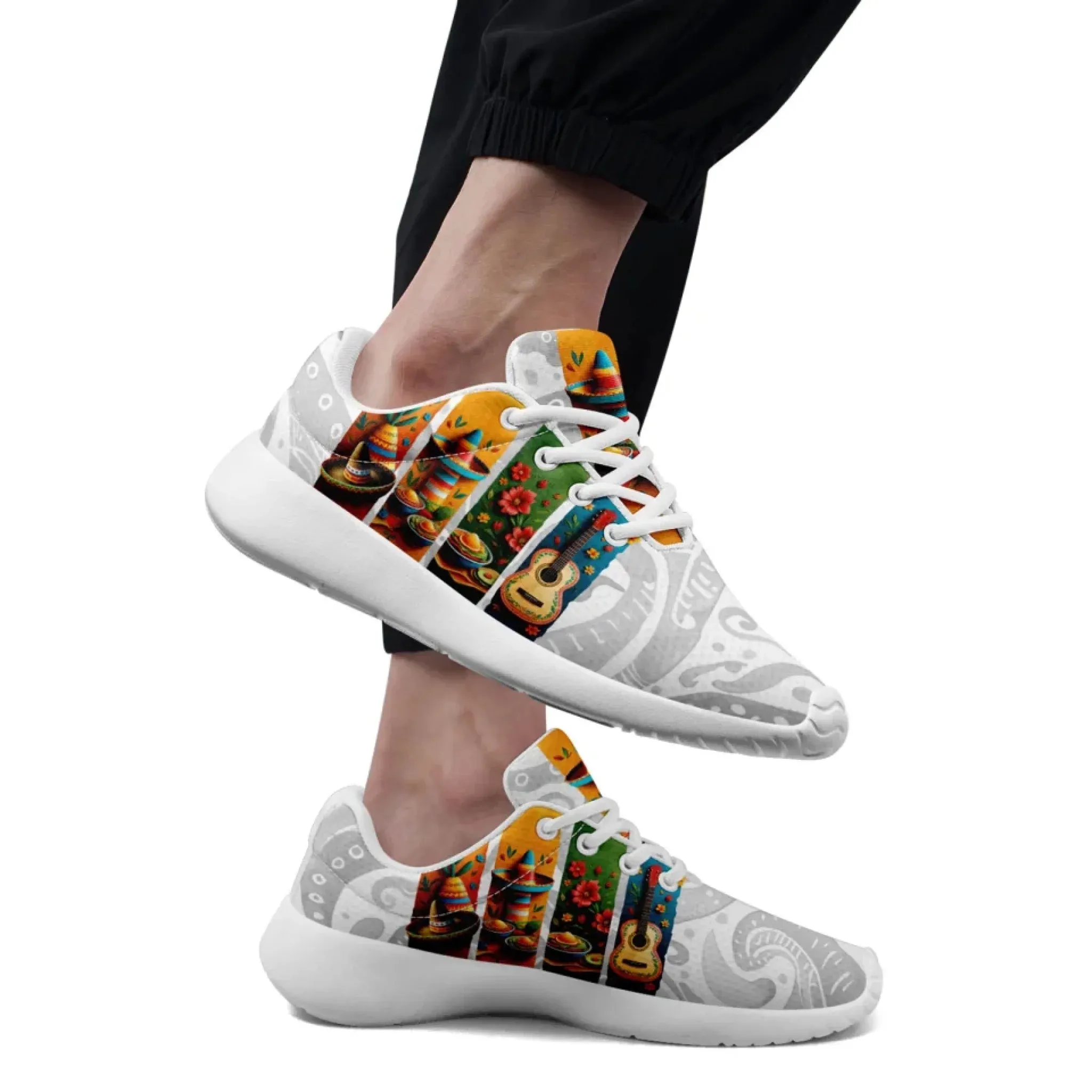 Personalized Mexico Flag Sneakers, Custom Unisex Lightweight Running Shoes