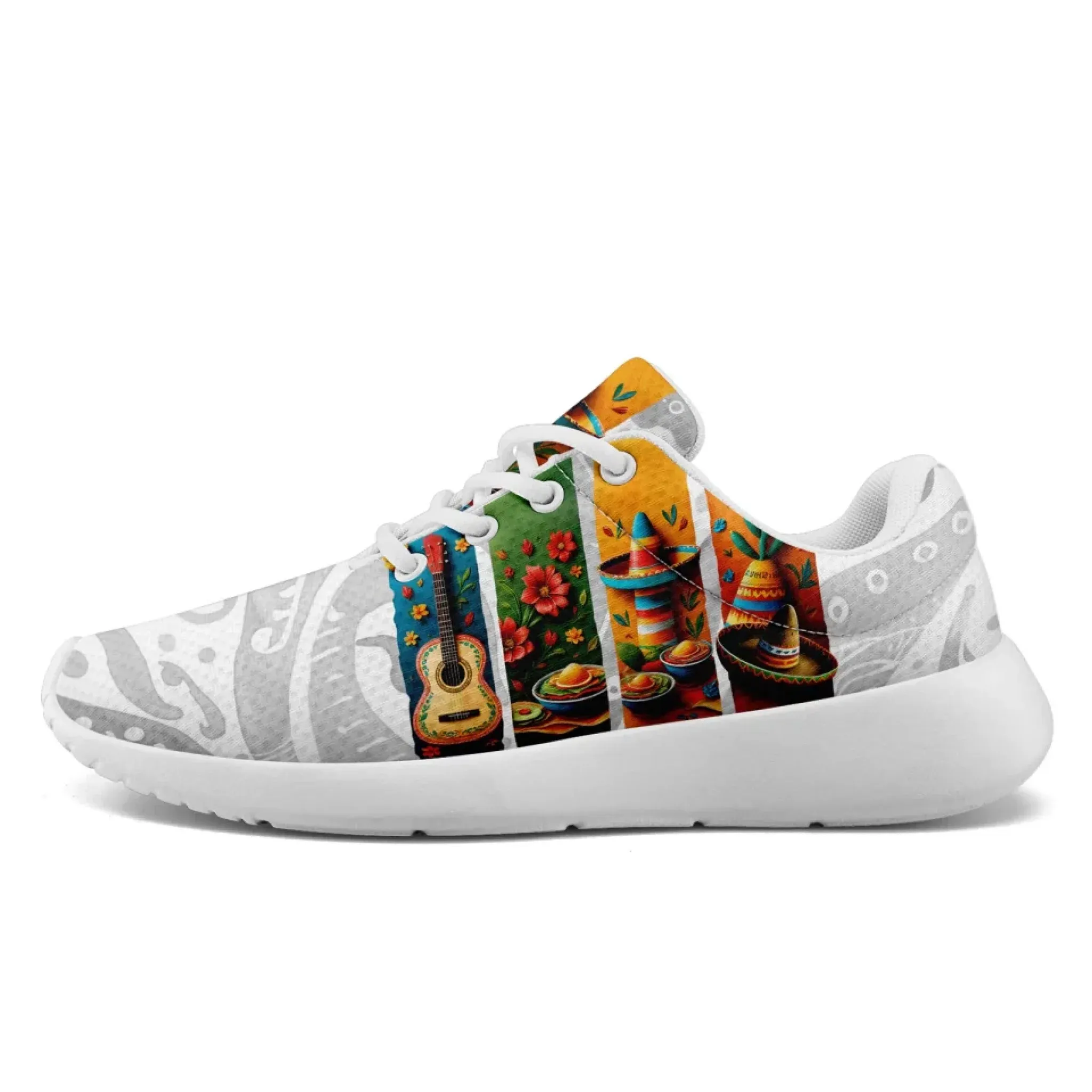 Personalized Mexico Flag Sneakers, Custom Unisex Lightweight Running Shoes