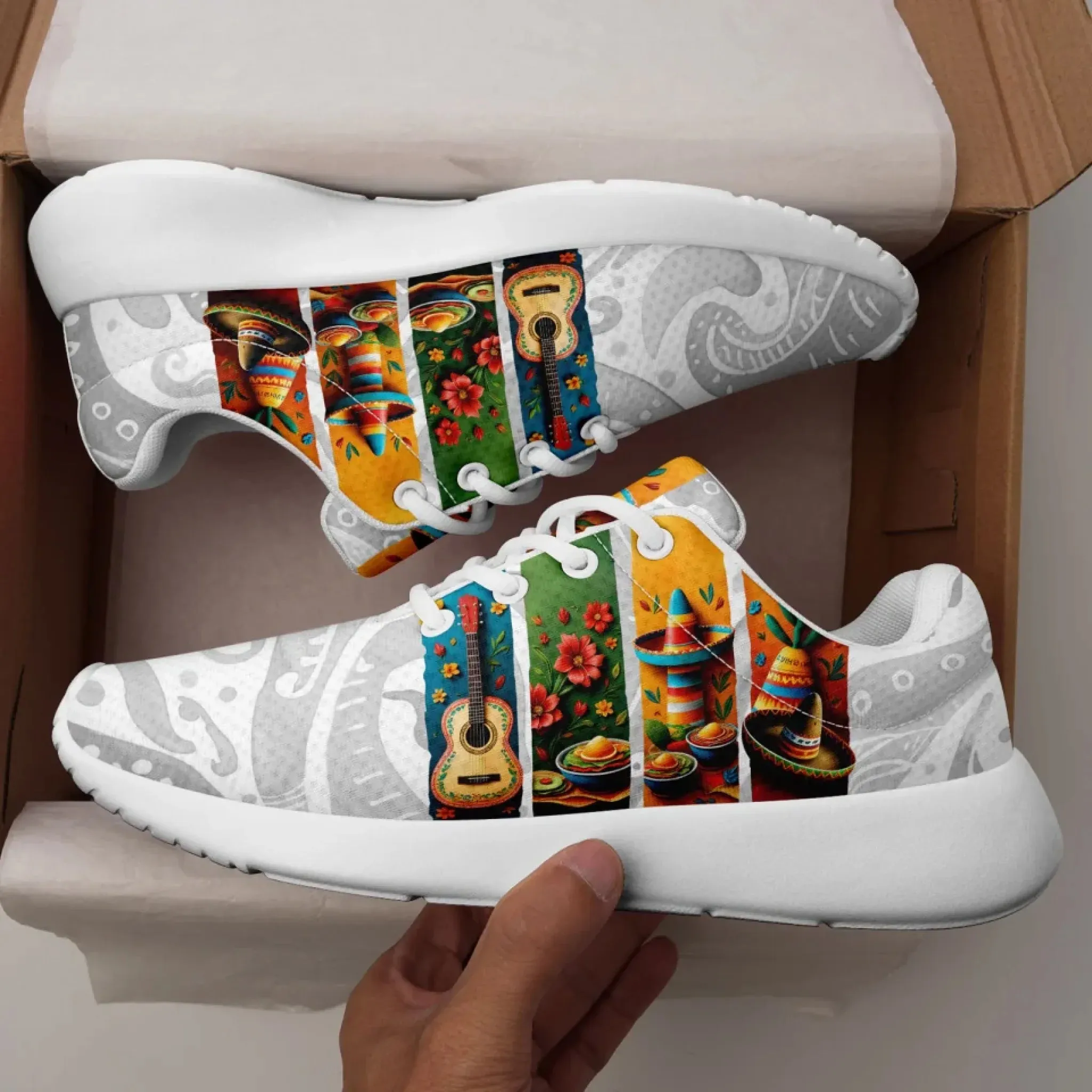 Personalized Mexico Flag Sneakers, Custom Unisex Lightweight Running Shoes