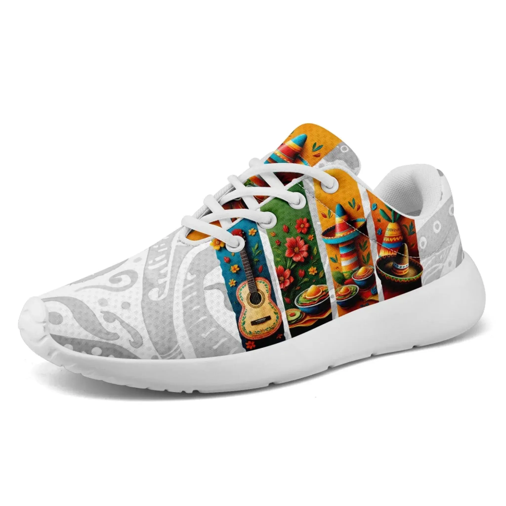 Personalized Mexico Flag Sneakers, Custom Unisex Lightweight Running Shoes