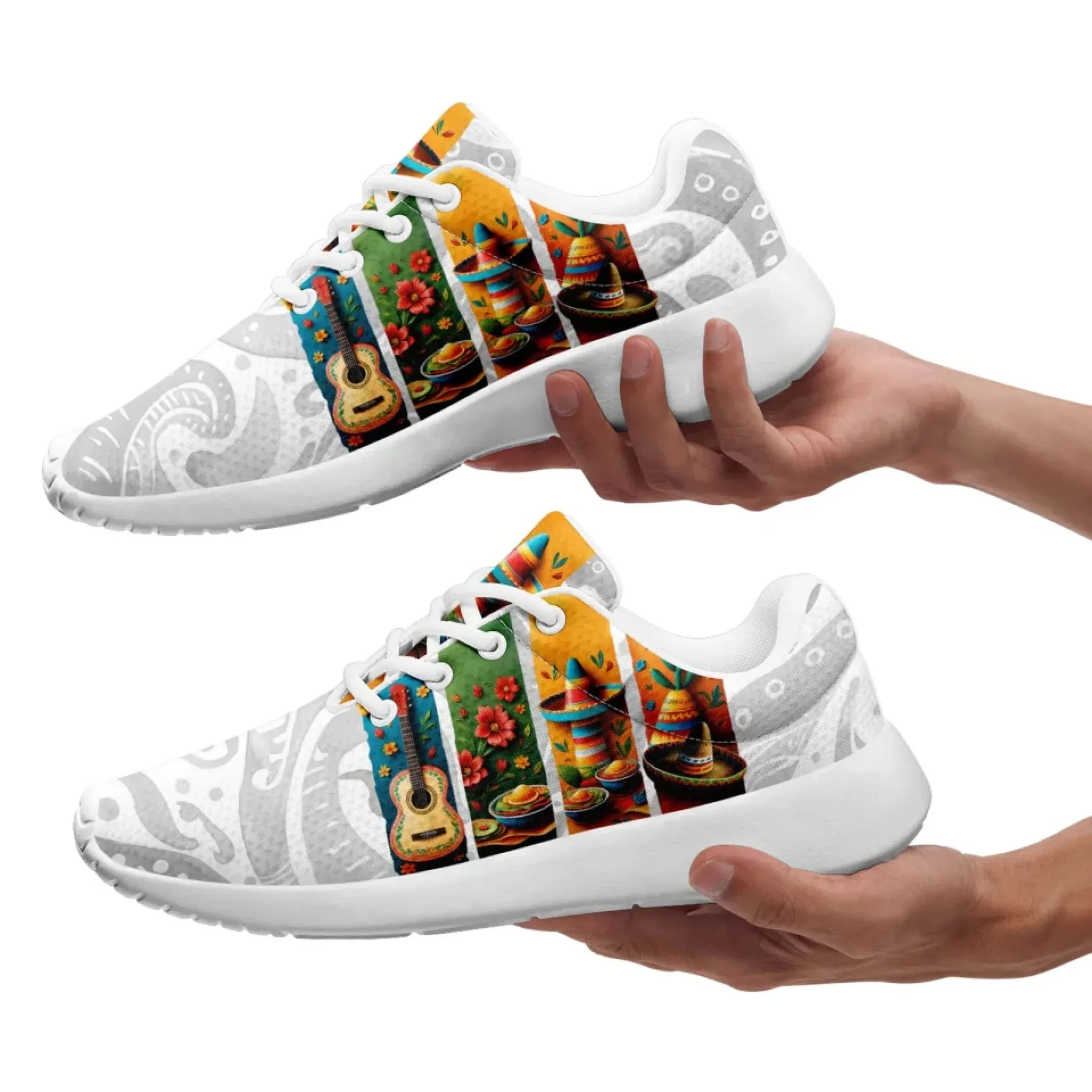 Personalized Mexico Flag Sneakers, Custom Unisex Lightweight Running Shoes