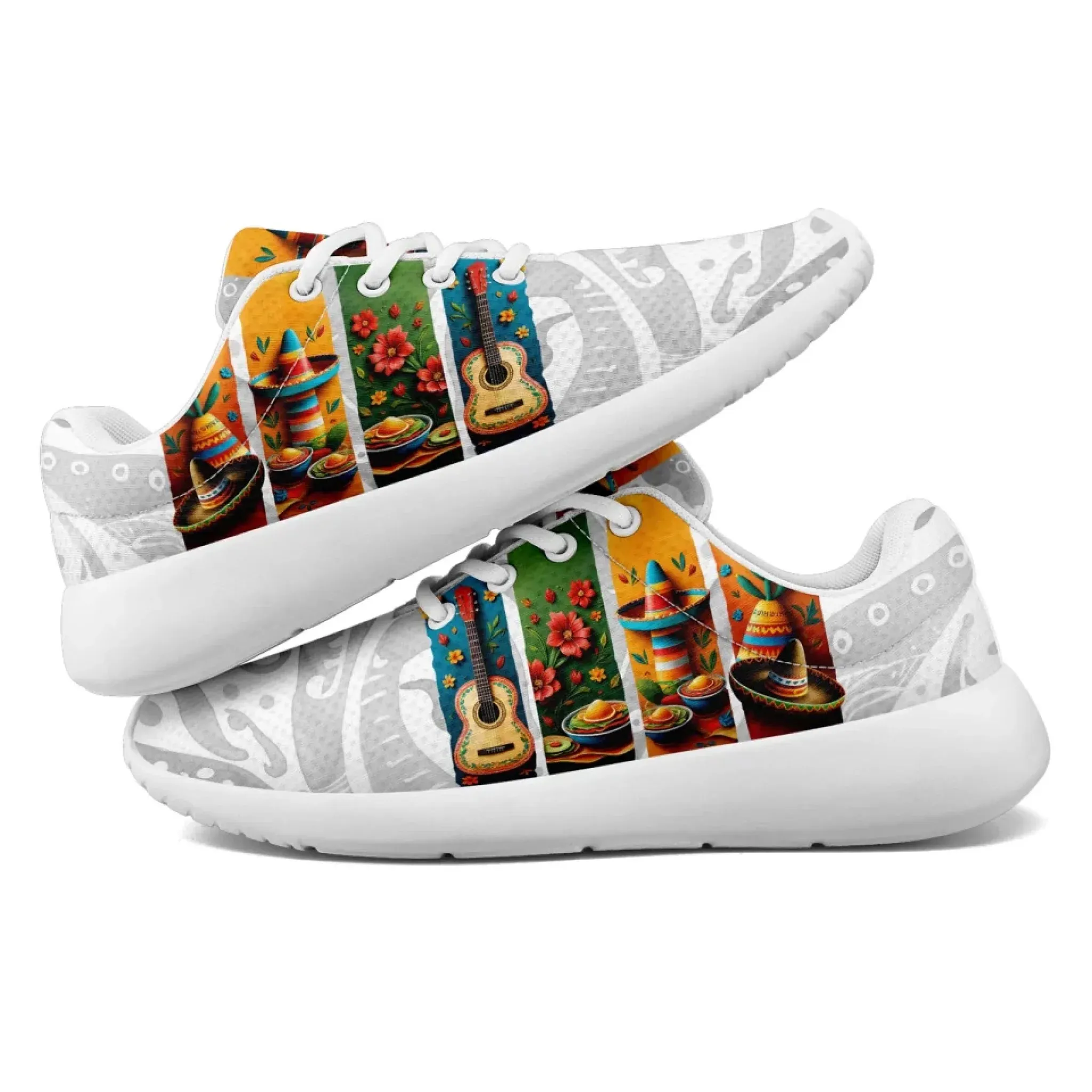 Personalized Mexico Flag Sneakers, Custom Unisex Lightweight Running Shoes