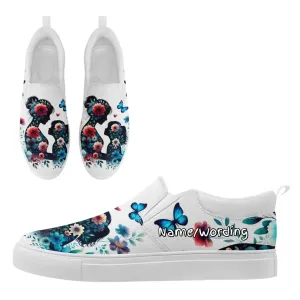 Personalized Mother's Day Sneakers, Custom Floral Design Shoes, Canvas Slip On Shoes