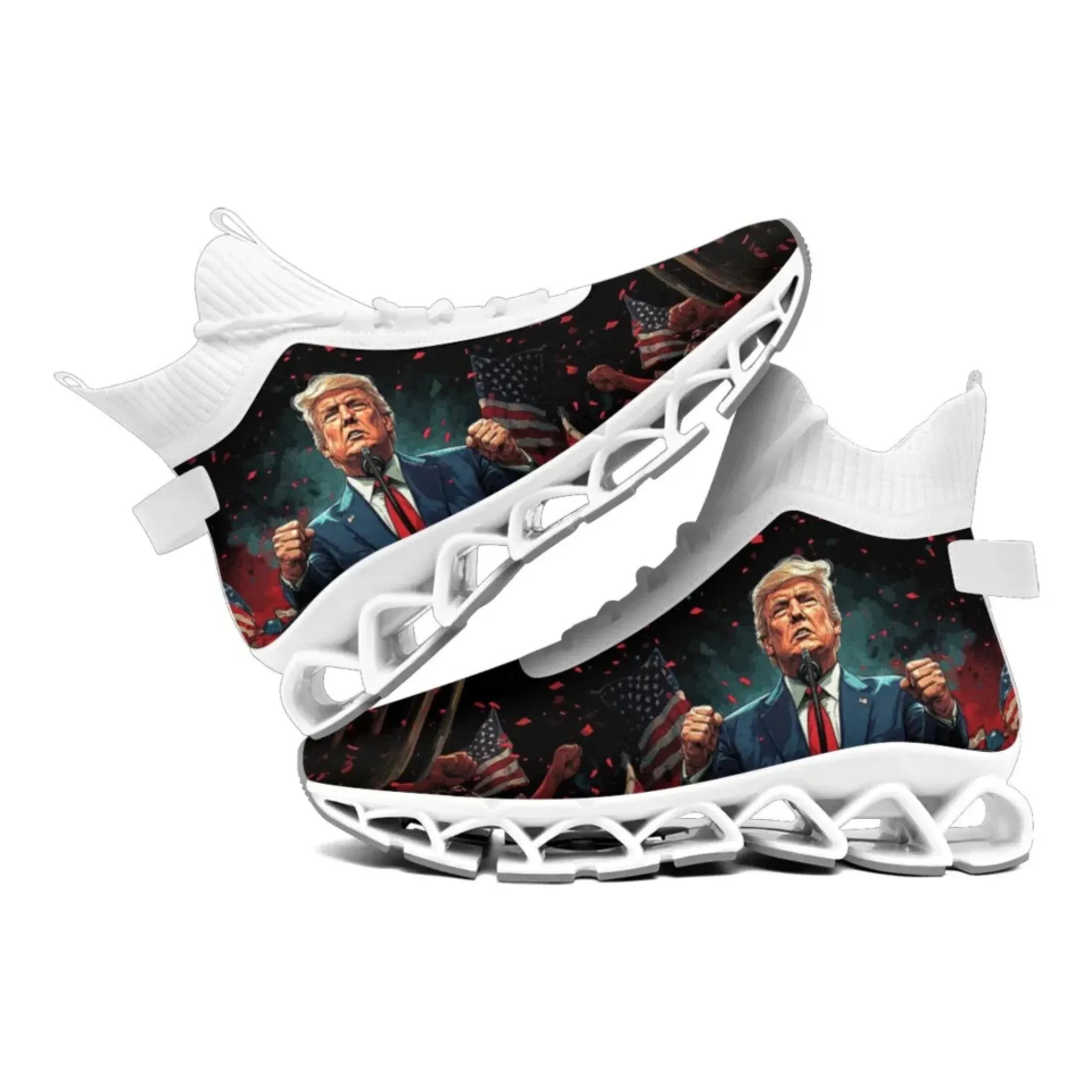 Personalized Trump Sneakers, Custom Patriotic Shoes, Breathable and Glow at light Shoes