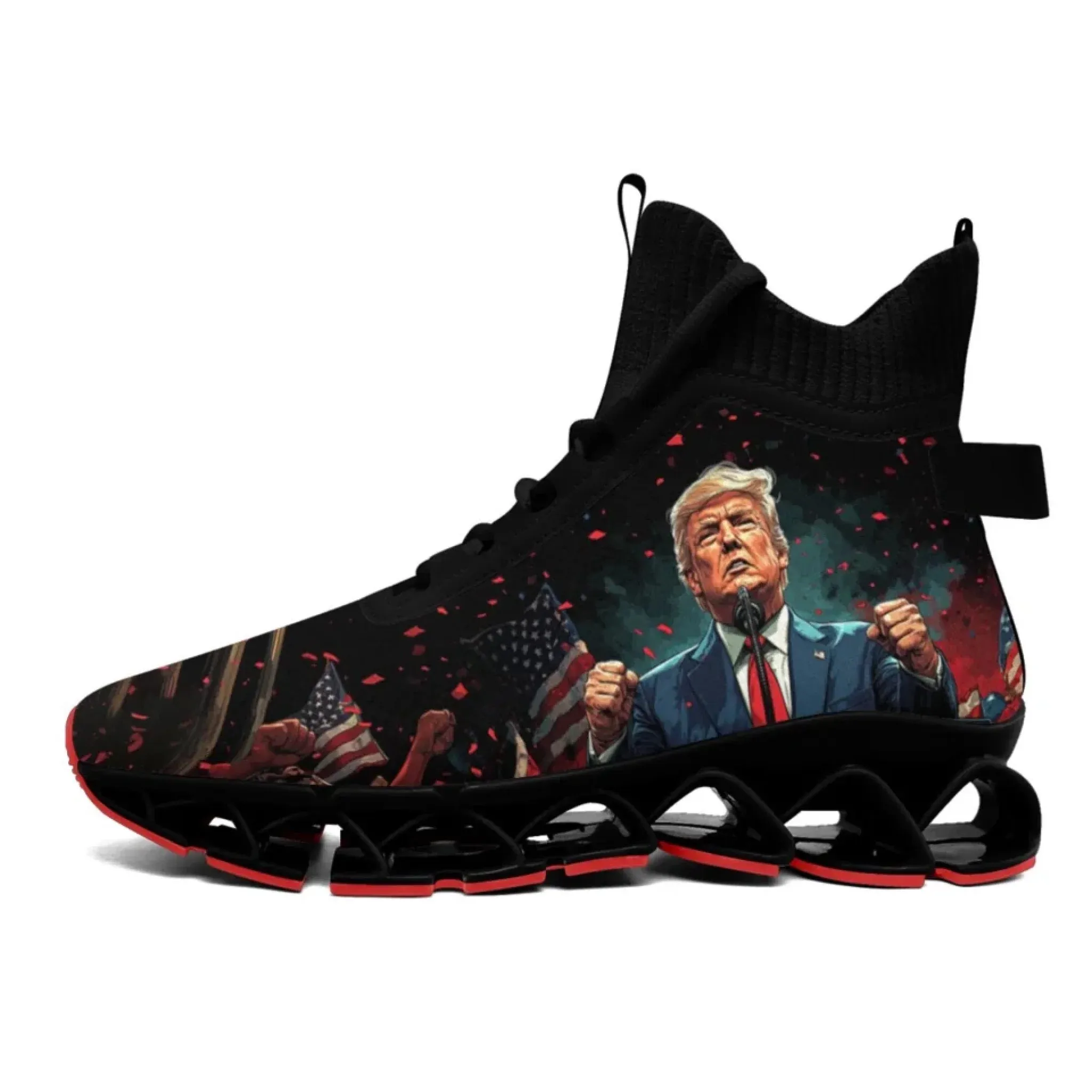 Personalized Trump Sneakers, Custom Patriotic Shoes, Breathable and Glow at light Shoes