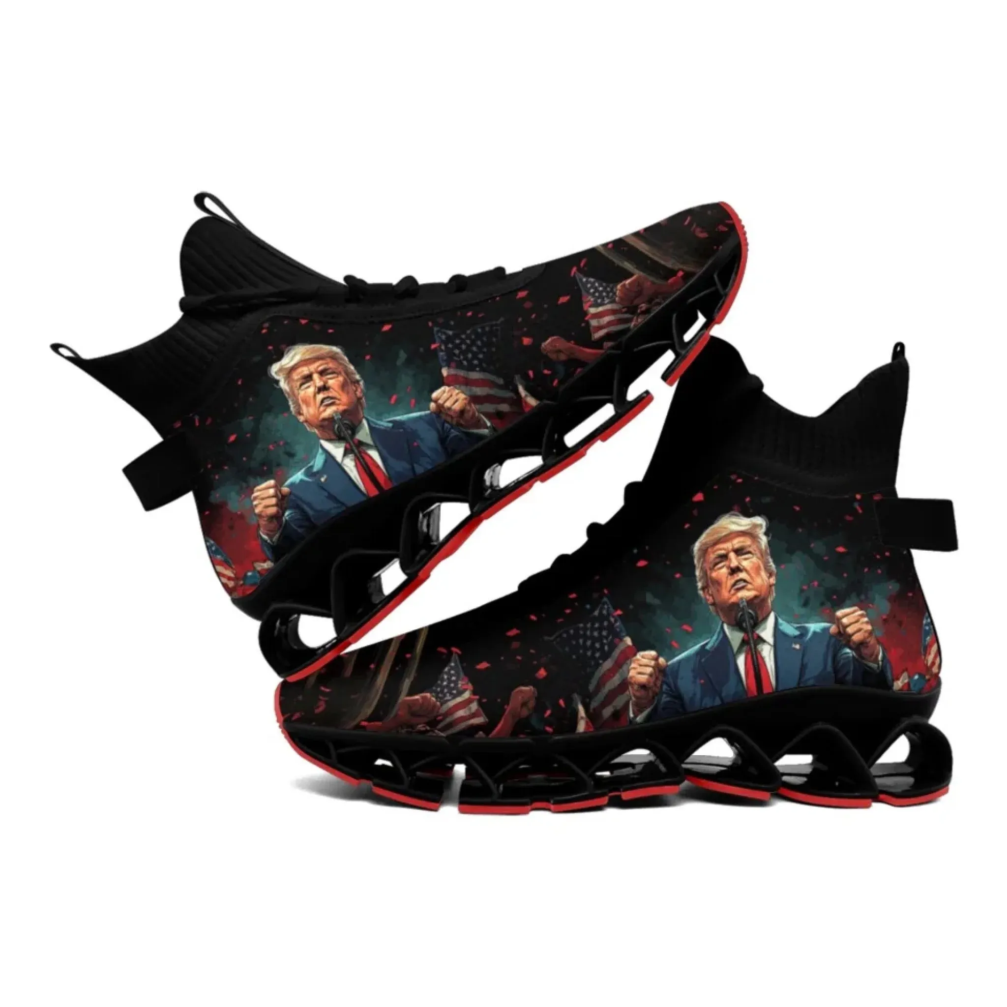 Personalized Trump Sneakers, Custom Patriotic Shoes, Breathable and Glow at light Shoes