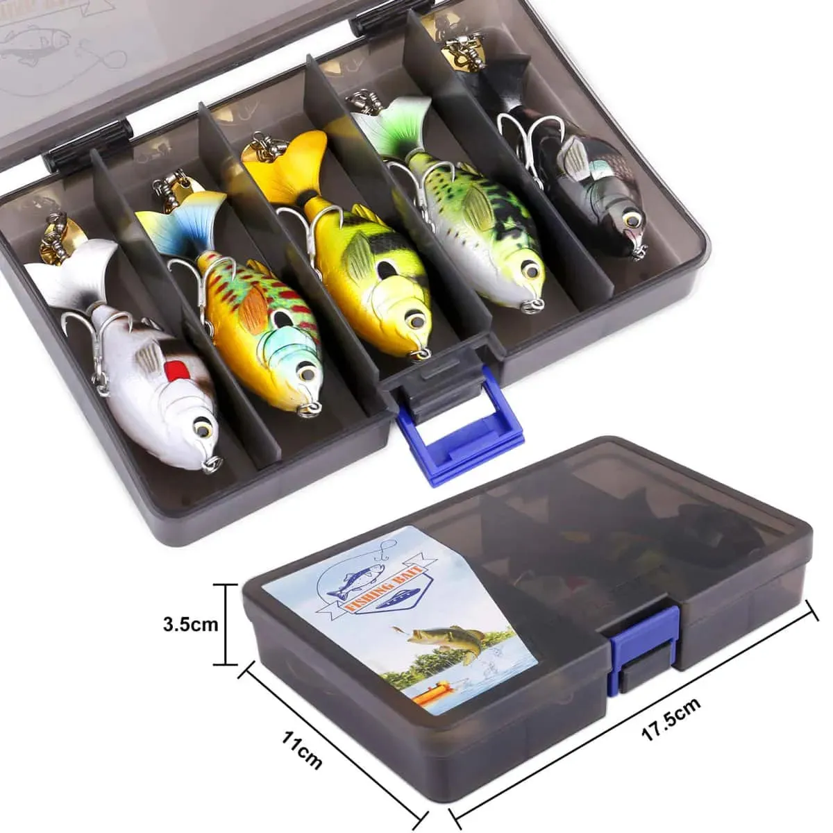 PLUSINNO 5Pcs Fish Hard Lure Fishing Tackle Kits