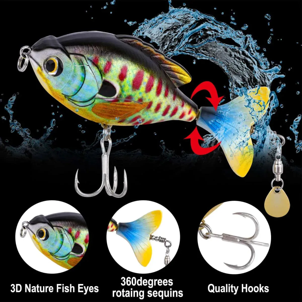 PLUSINNO 5Pcs Fish Hard Lure Fishing Tackle Kits