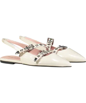 PRETTY BALLERINAS Cream Patent Ella Slingback Ballerina Flats UK 4 EU 37 
