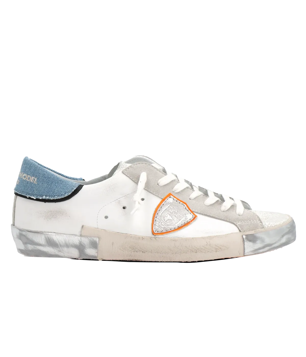 PRSX Low Man in Crackle Denim Blanc Azul
