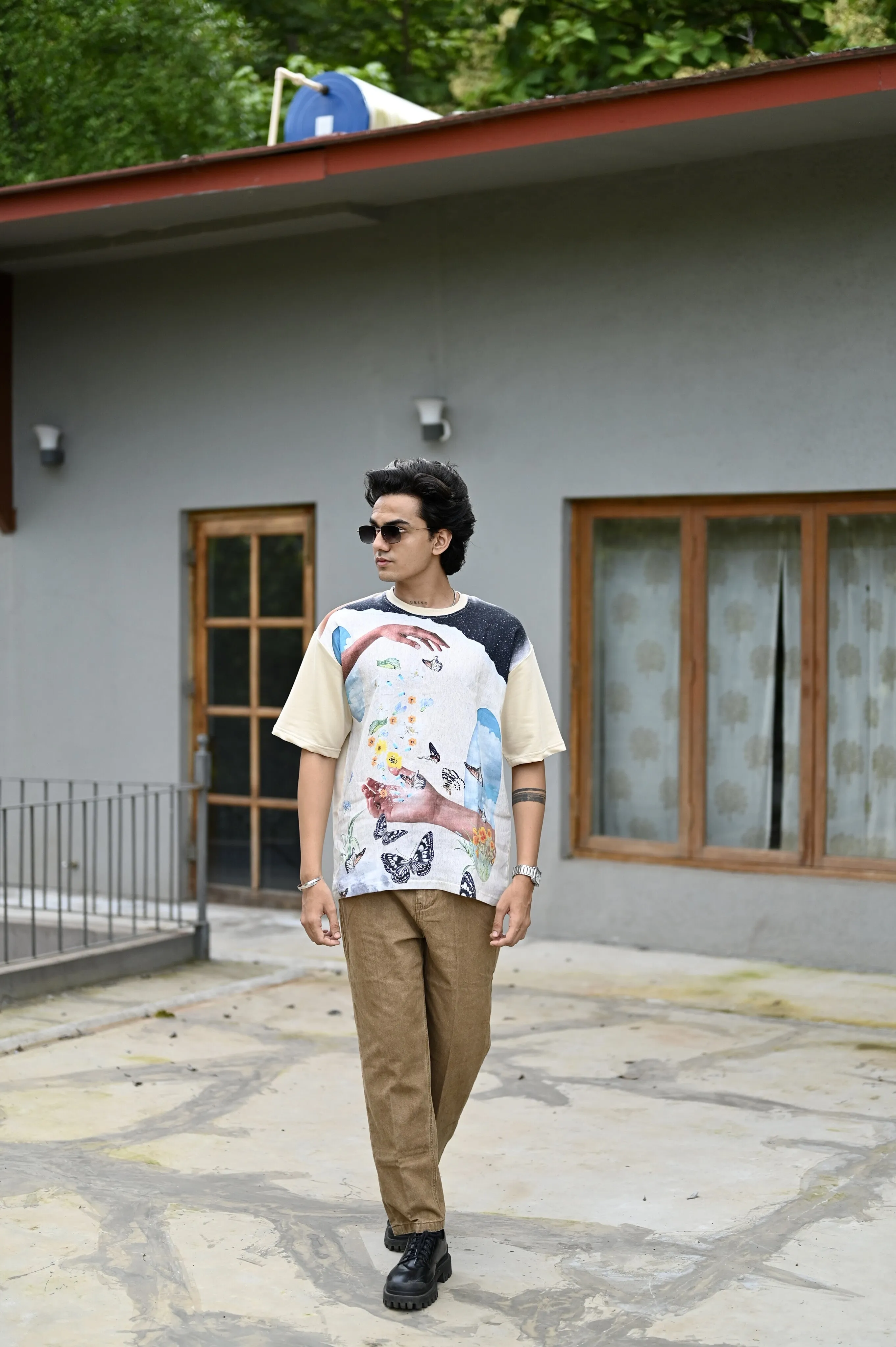 "Urban Edge : The Cool Cat Oversize Linen Tshirt"