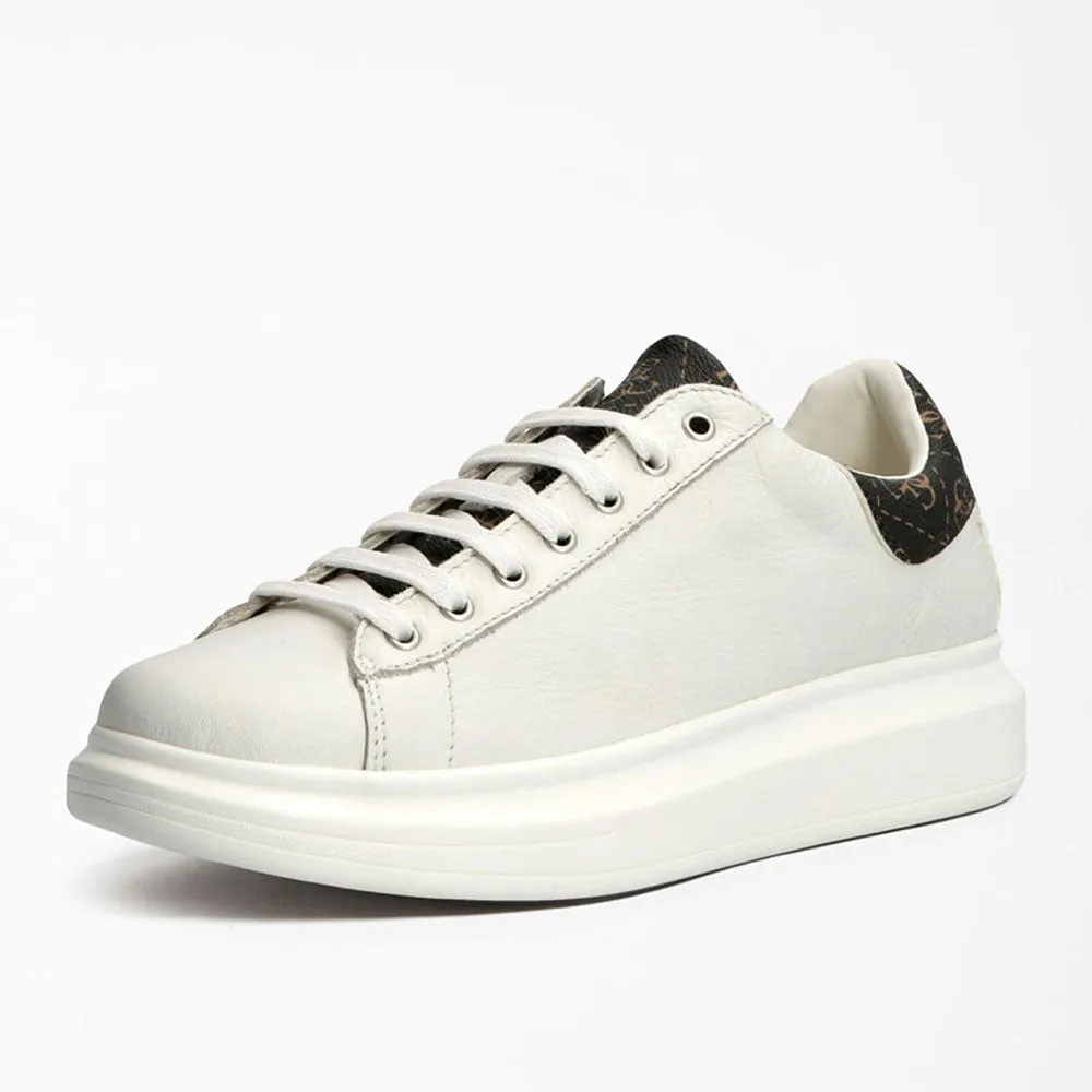 Scarpe Uomo GUESS Sneakers di colore Bianco e Marrone Logato Linea Salerno