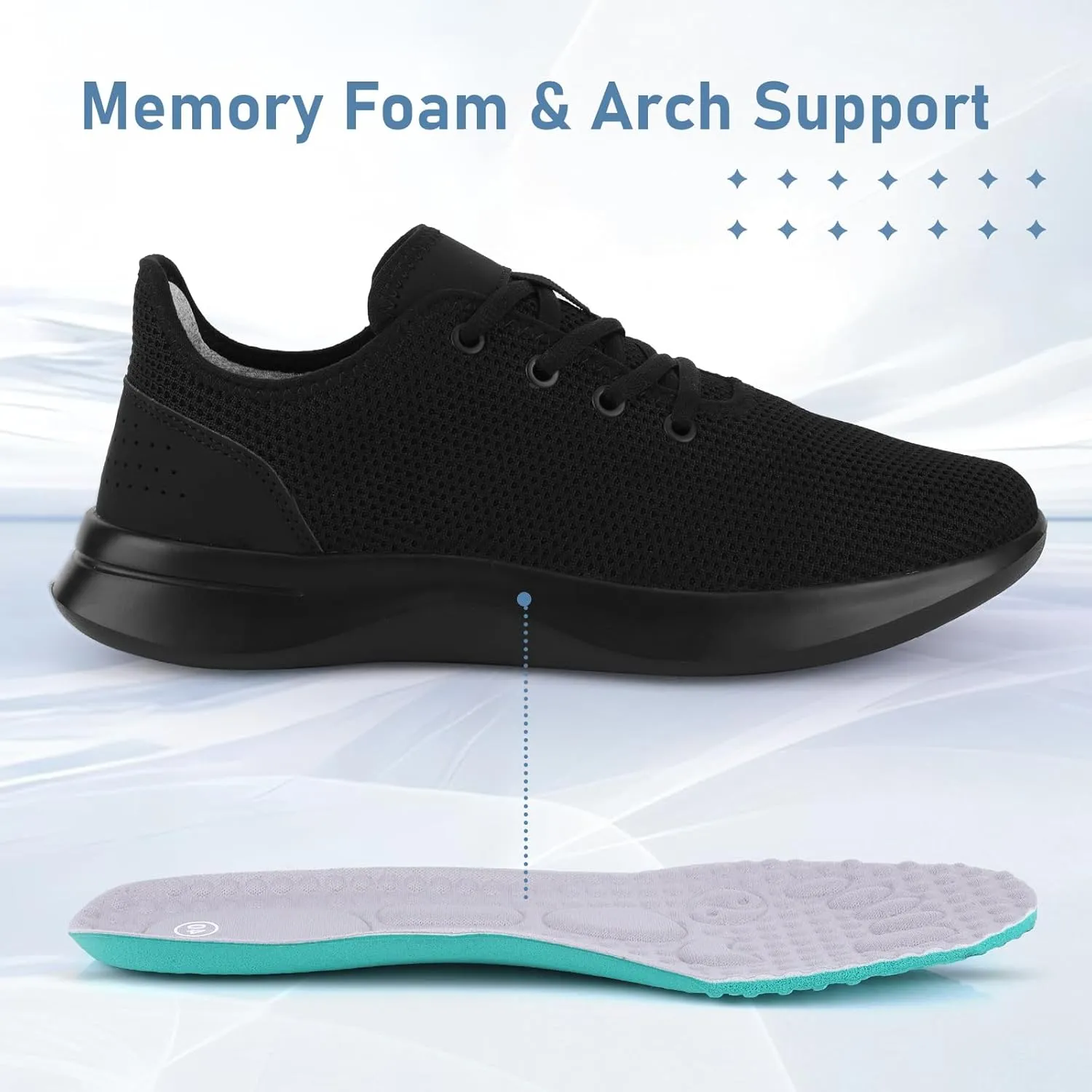 Sneakers for Women Men, Walking Shoes Tree Womens Runner Sneakers with Arch Support, Comfortable Lightweight Walking Sneakers, Non Slip Athletic Tennis Running Shoes for Gym Workout Yoga Walking