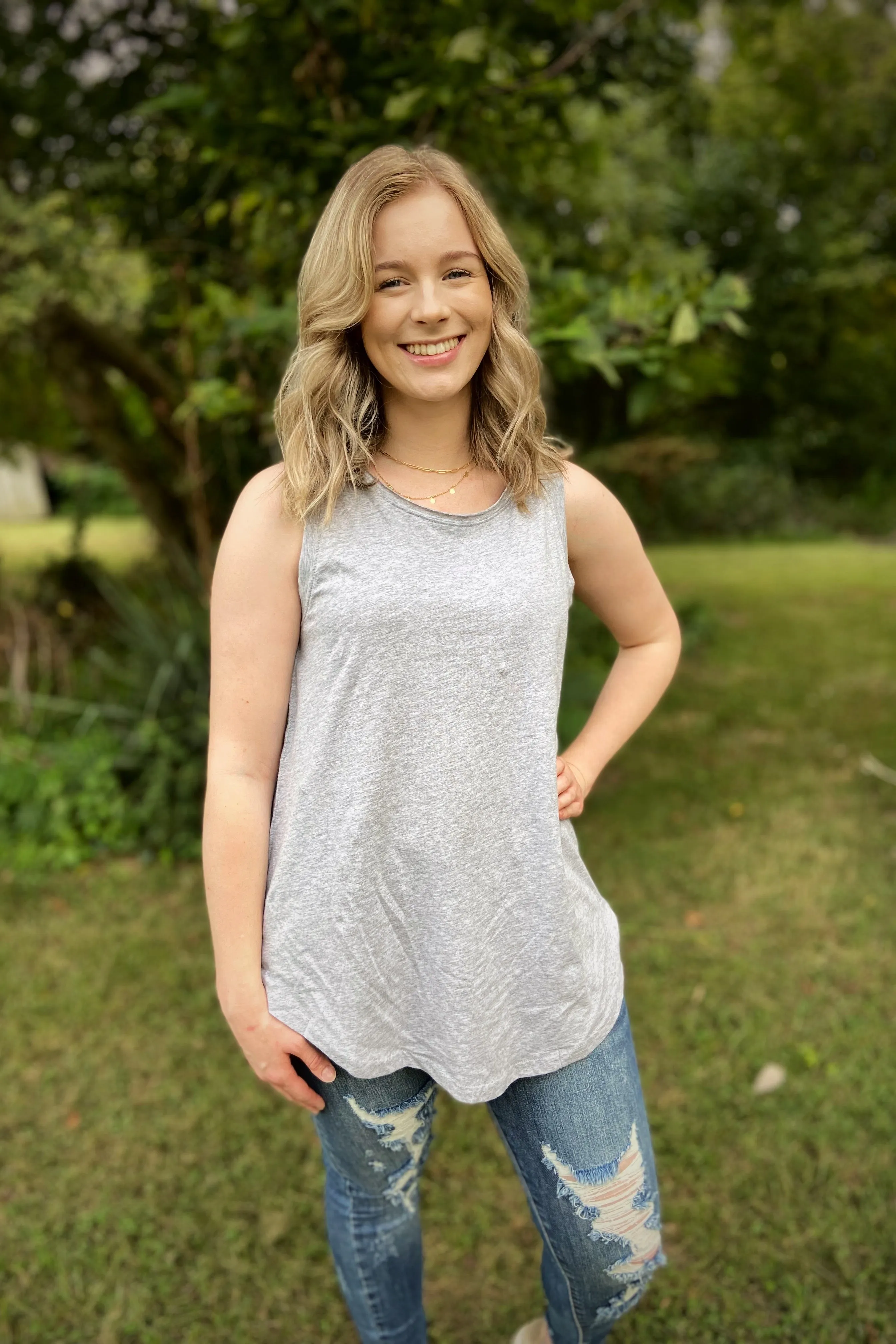 Strong Foundations Heather Gray Muscle Layering Tank