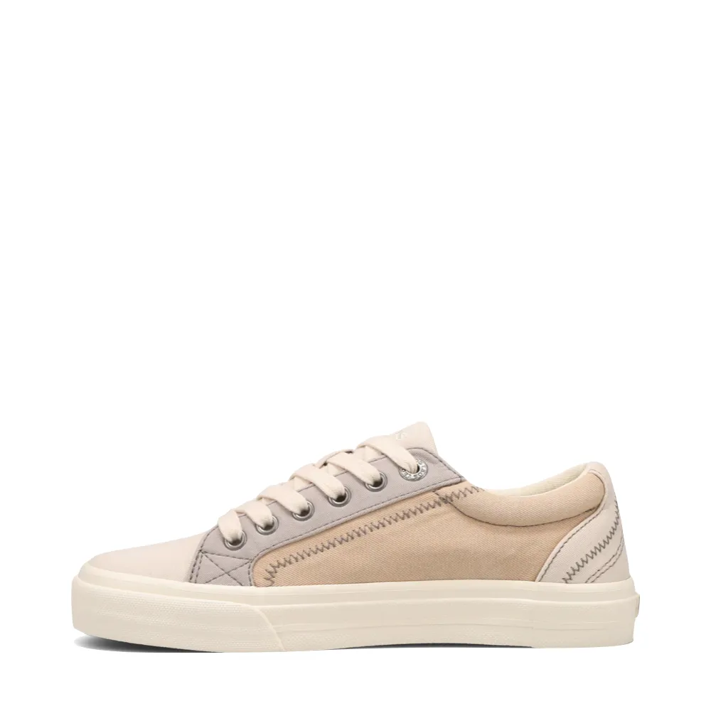 Taos Women's Plim Soul Canvas Lace Sneaker in Ecru/Tan Multi