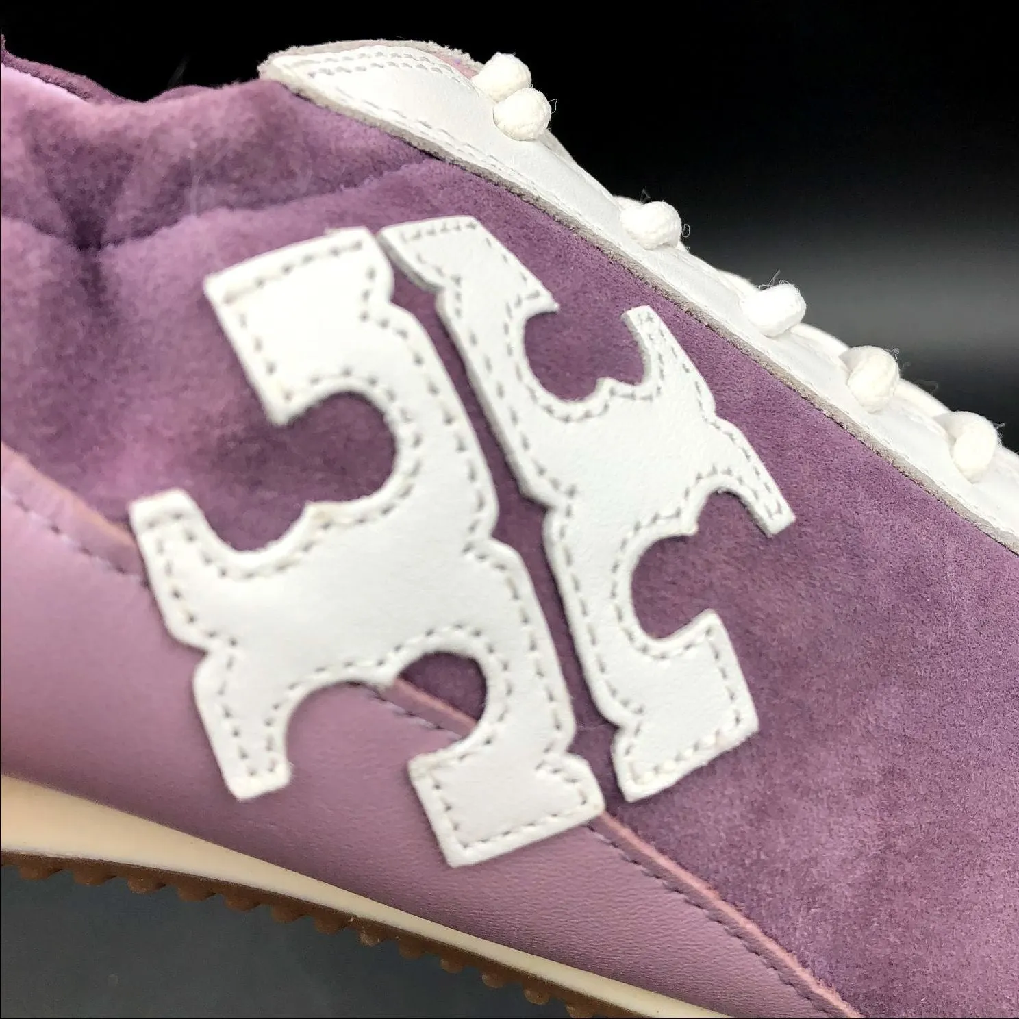 Tory Burch Women's Lilac Purple Suede & White Leather Sneakers - Size 9.5 ( COA)