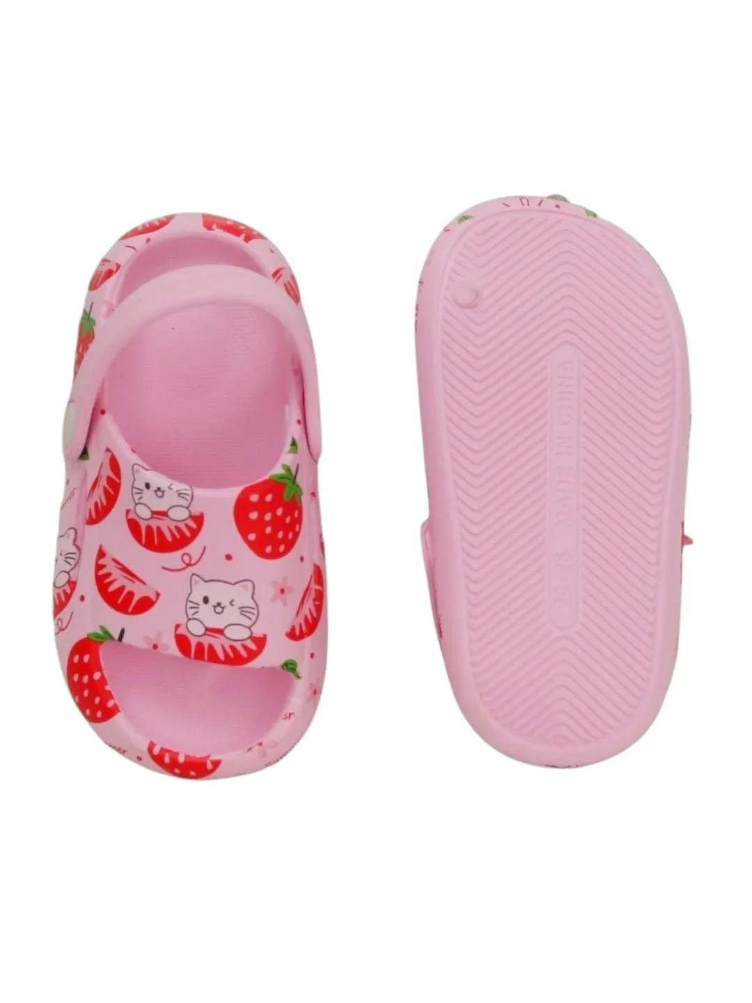Whimsy Paws - Strawberry and Cat Print Pink Sandals