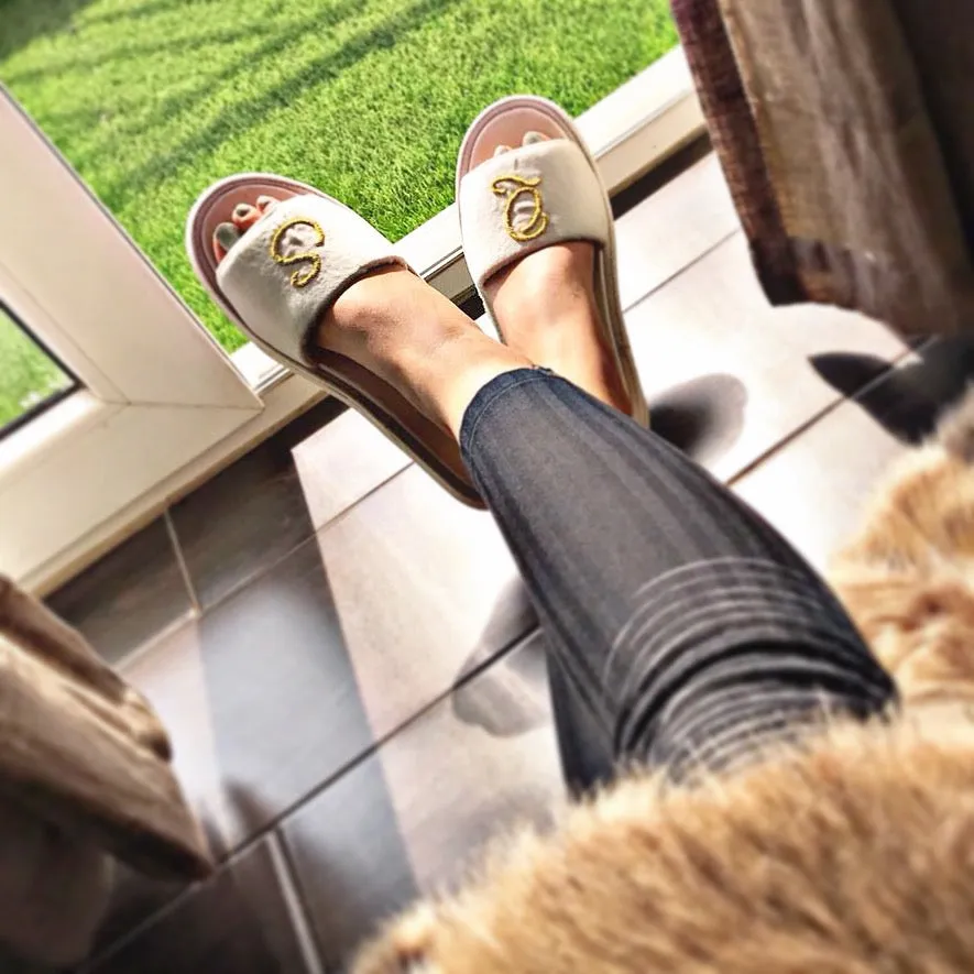 Women Customized Initials Domani Slippers (Made To Order)