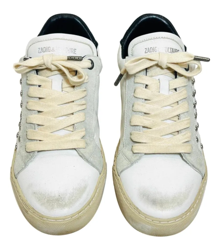 Zadig & Voltaire Heart Studded Leather Sneakers. Size 40