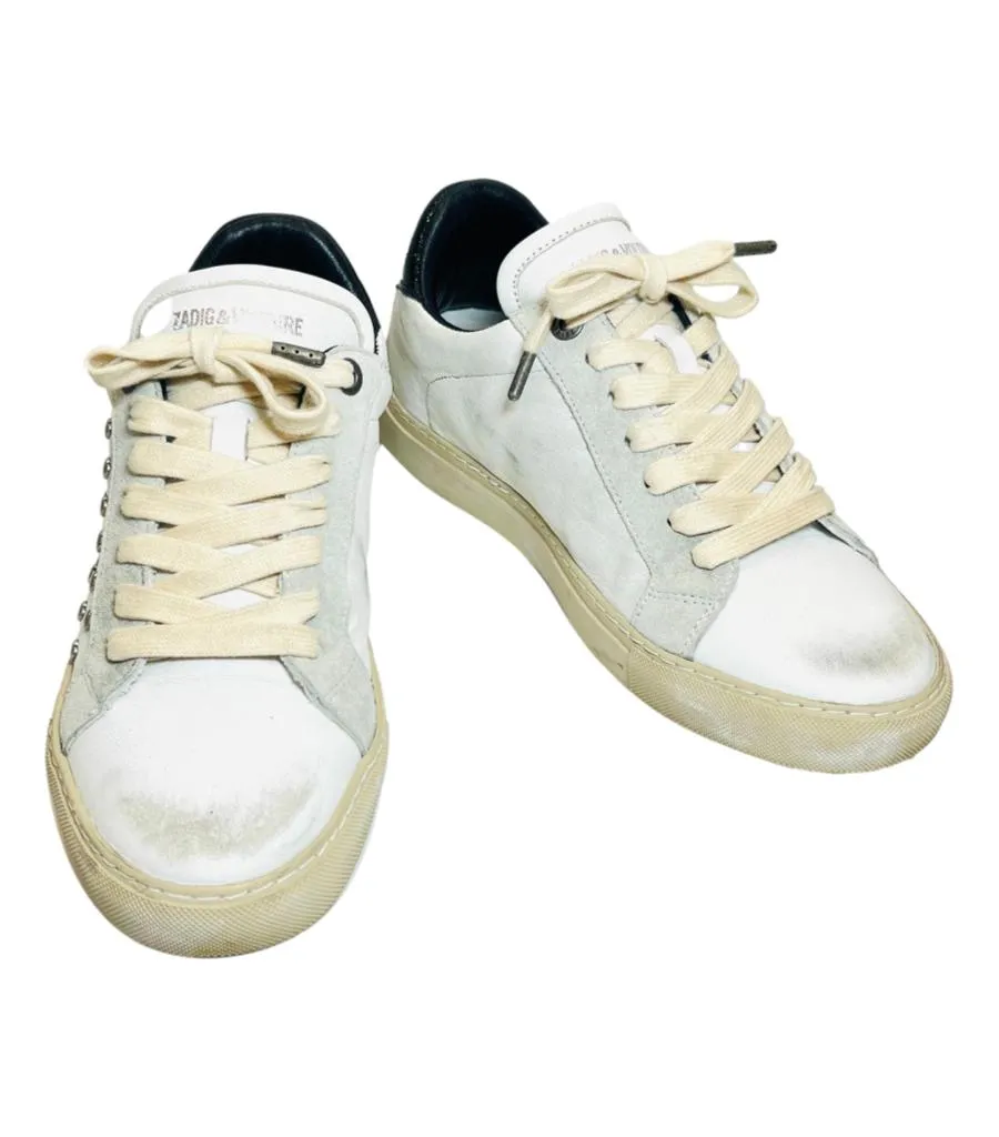 Zadig & Voltaire Heart Studded Leather Sneakers. Size 40