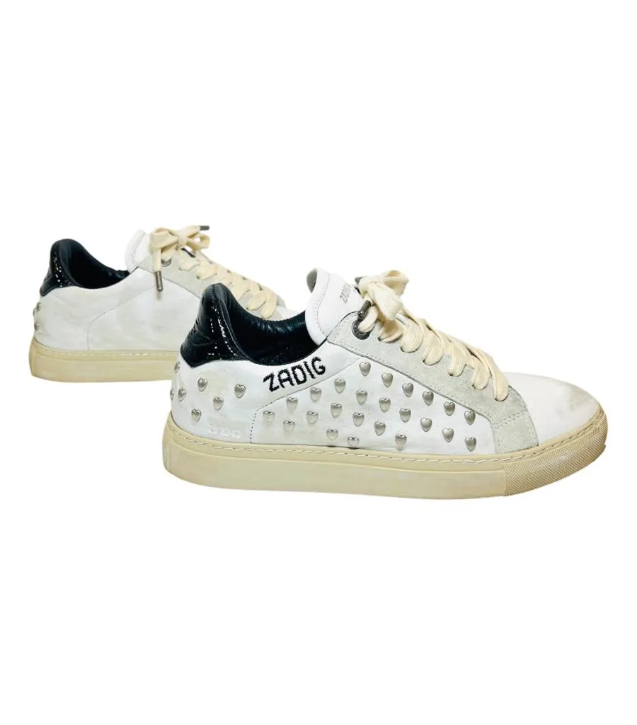 Zadig & Voltaire Heart Studded Leather Sneakers. Size 40